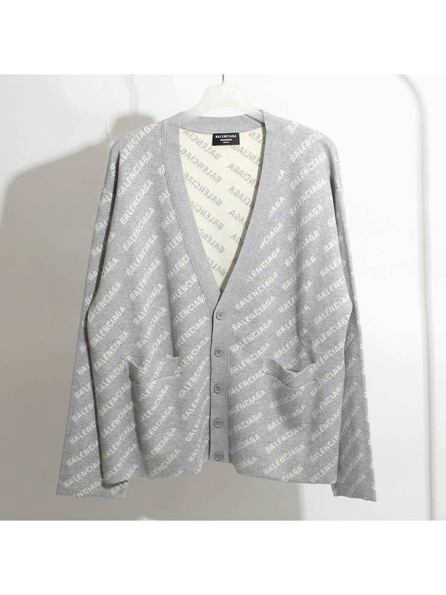 Luxury Balenciaga Trending 2026 All-Over Logo Cardigan Grey