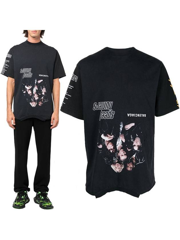 Luxury Balenciaga Trending 2026 Speed Hunter Upside Down Oversized Short Sleeve T-shirt Black