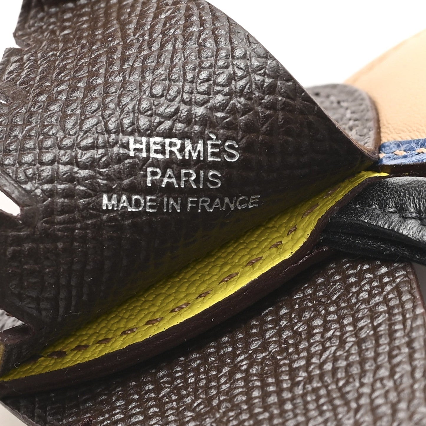 Hermes Epsom Swift Chevre Mysore Birdy Bag Charm Jaune Ambre Black Biscuit