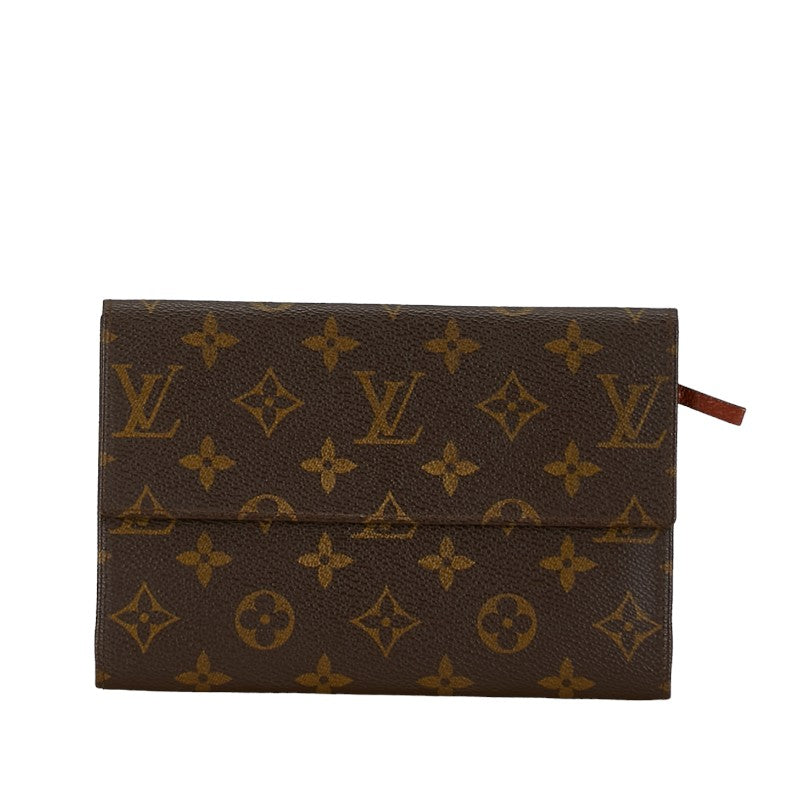 Louis Vuitton Monogram Pochette Passport Long Wallet Brown PVC Leather Louis Vuitton