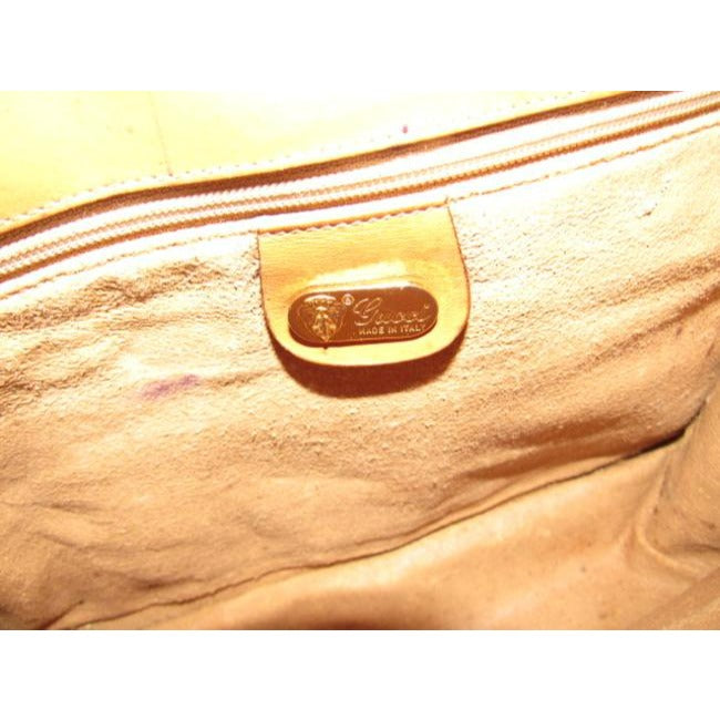 Gucci Vintage Purses Beige With Camel Small G Logo And Red Green Stripe Leather Coated