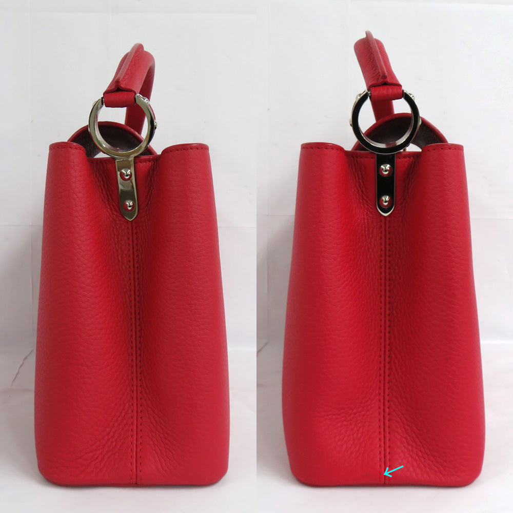 Louis Vuitton Capsine PM M42237 Ru Red Handbag 2WAY High-end  Leather Silver