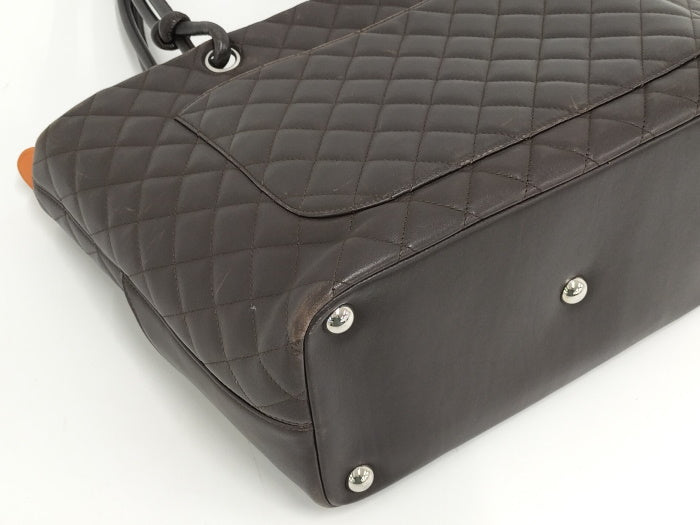 Chanel Cambon Line Large Tote Bag Leather Dark Brown