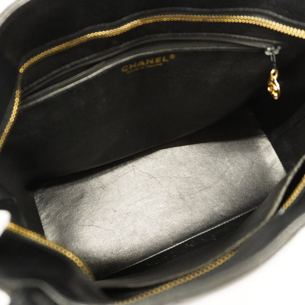 Chanel Tote Bag Reproduction Caviar Skin Black Gold