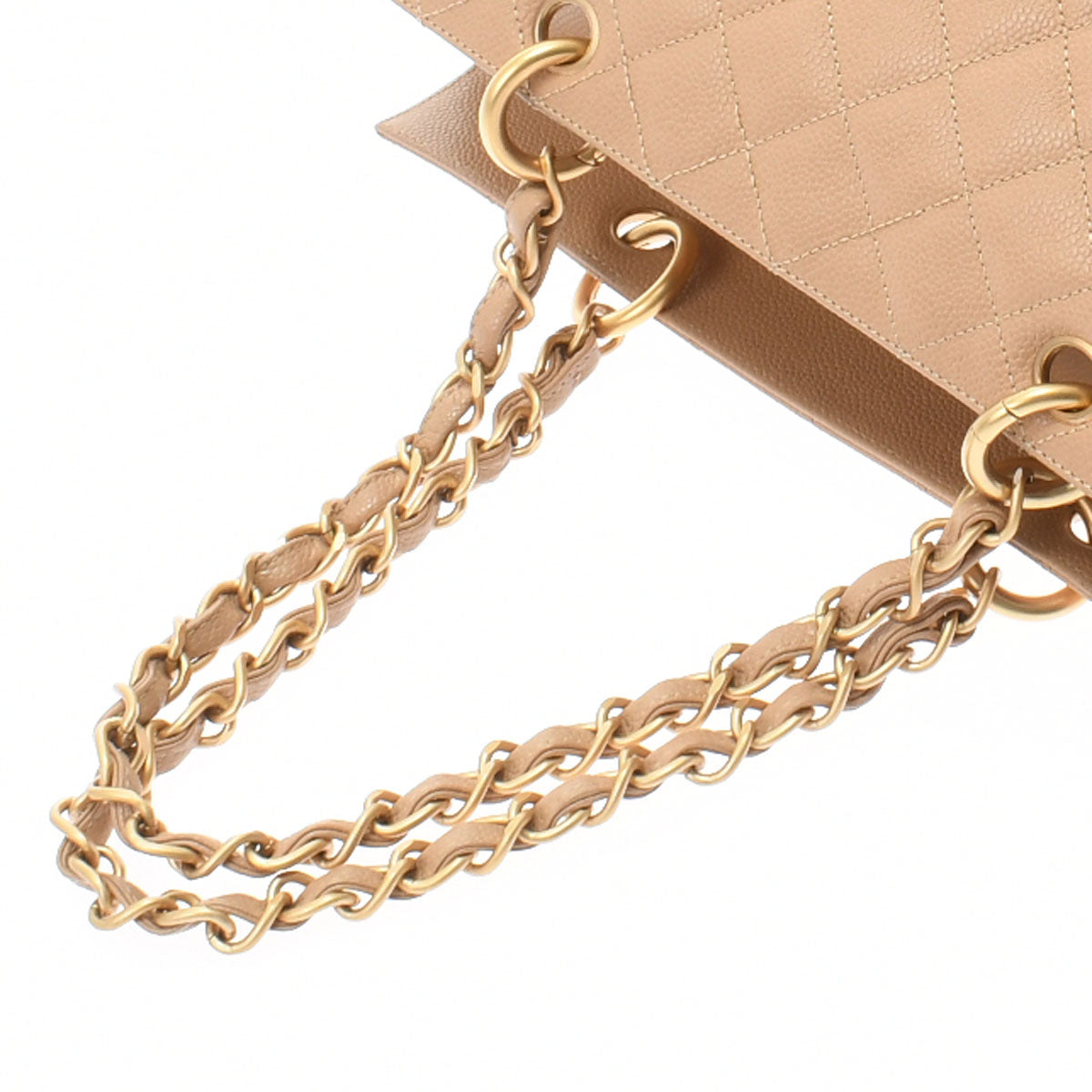 Chanel Matelasse Chain Tote Bag Beige/Gold Hardware Caviar Skin
