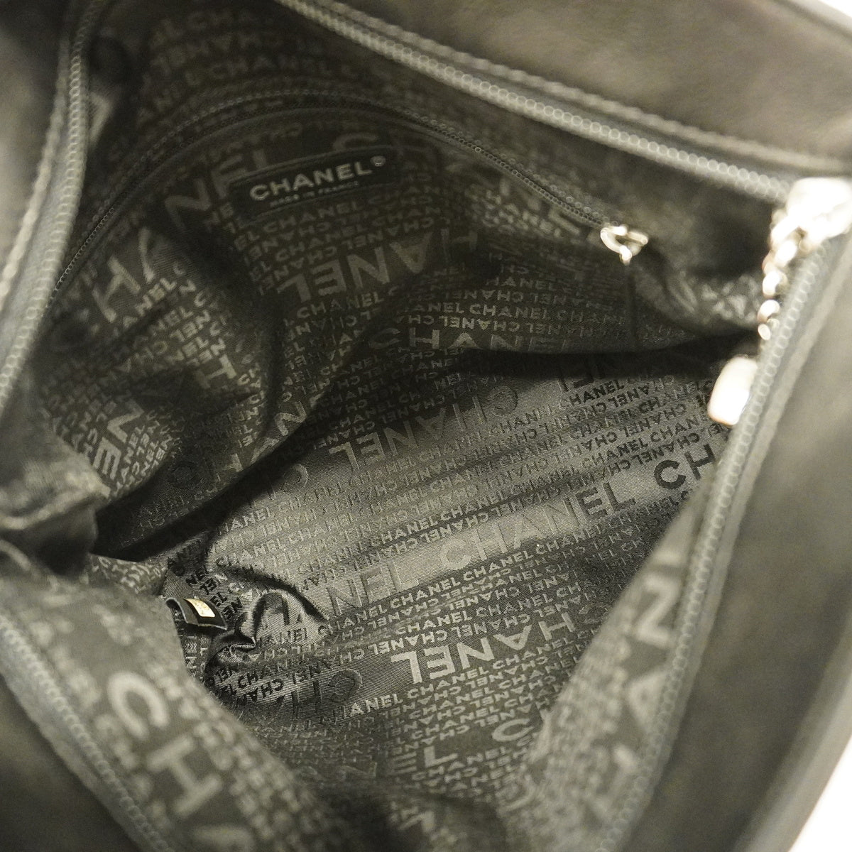 Chanel Shoulder Bag Matelasse Lambskin Black Silver