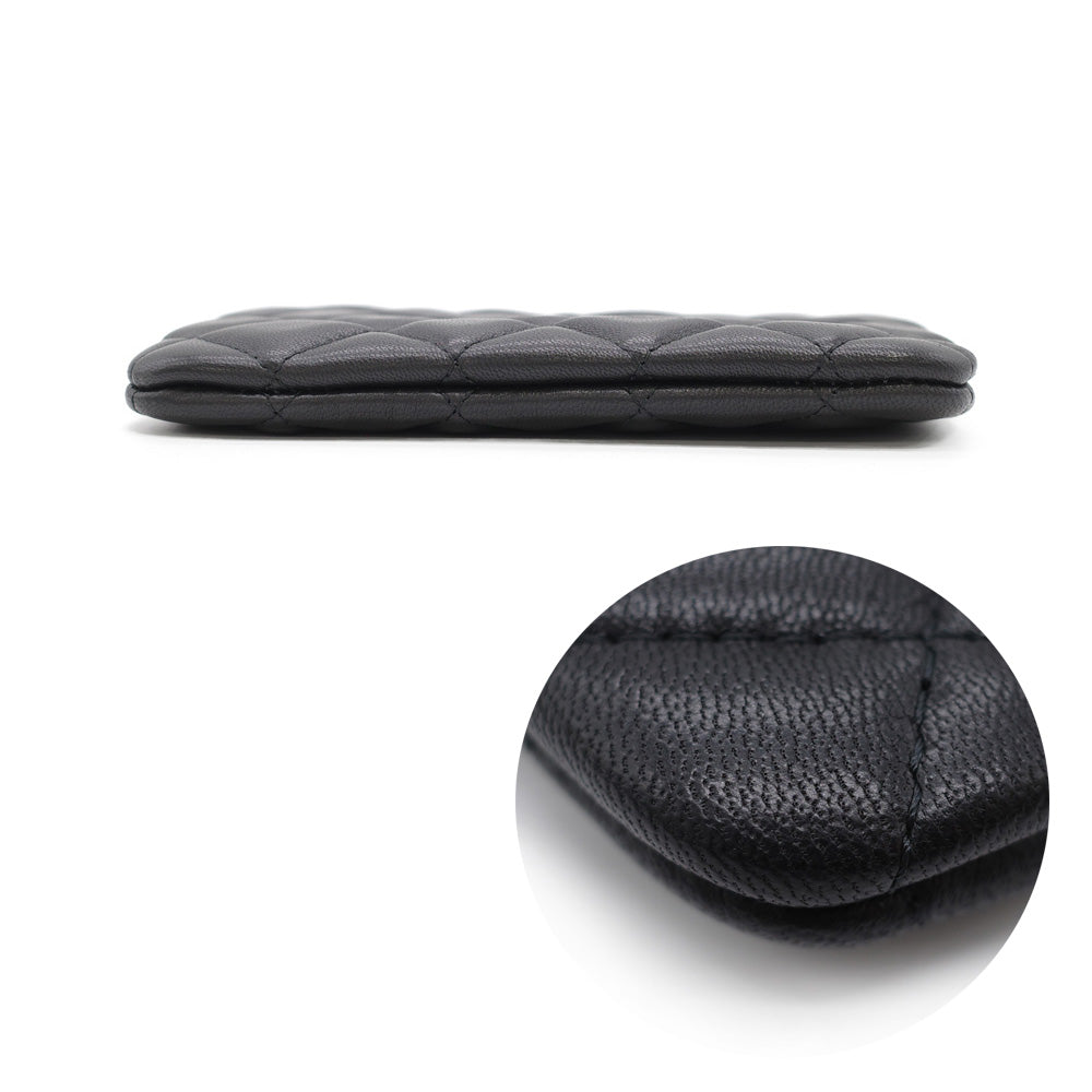 Chanel Classic Mini Pouch Cosmetic Pouch Matelasse Black Lamb Cocomark