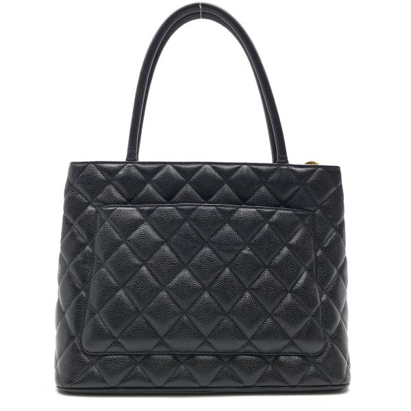 Chanel Tote Caviar Skin Tote Black Gold Metal Fittings