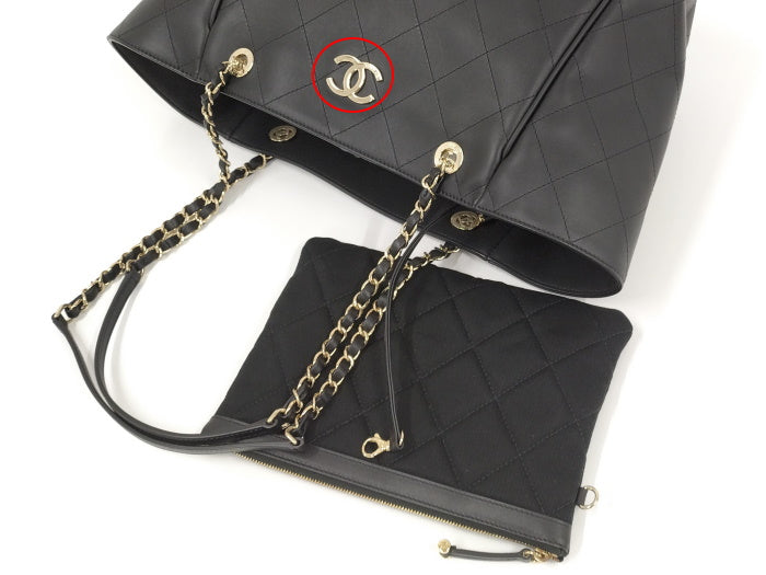 Chanel Chain Shoulder Bag Wild Stitch Leather Black