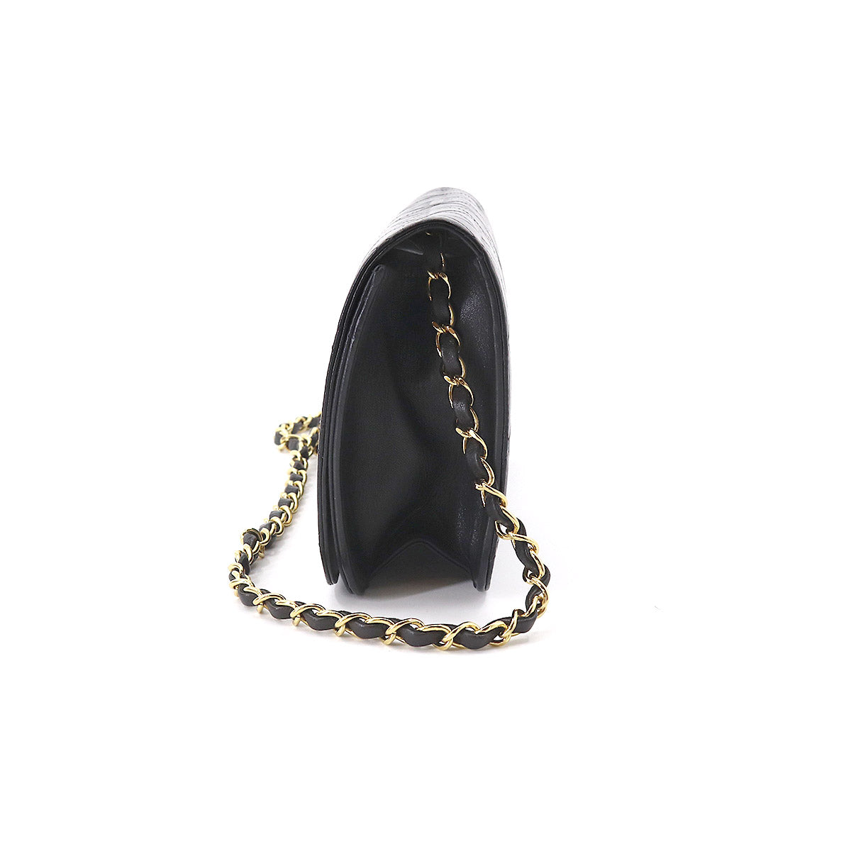 Chanel Matelasse Chain Shoulder Bag Leather Black Gold Metal Fittings