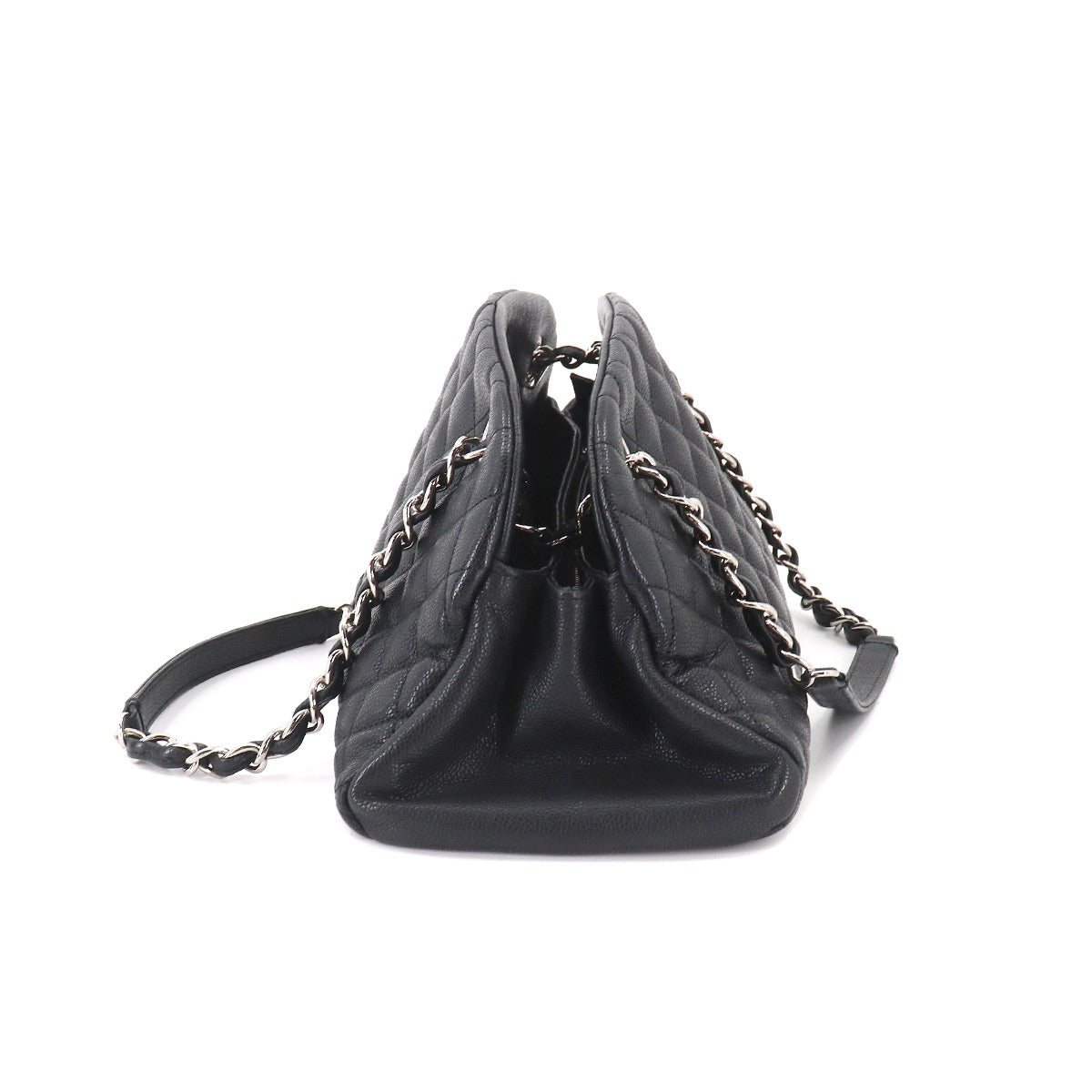 Chanel Mademoiselle Bowling Chain Shoulder Bag Caviar Skin Black