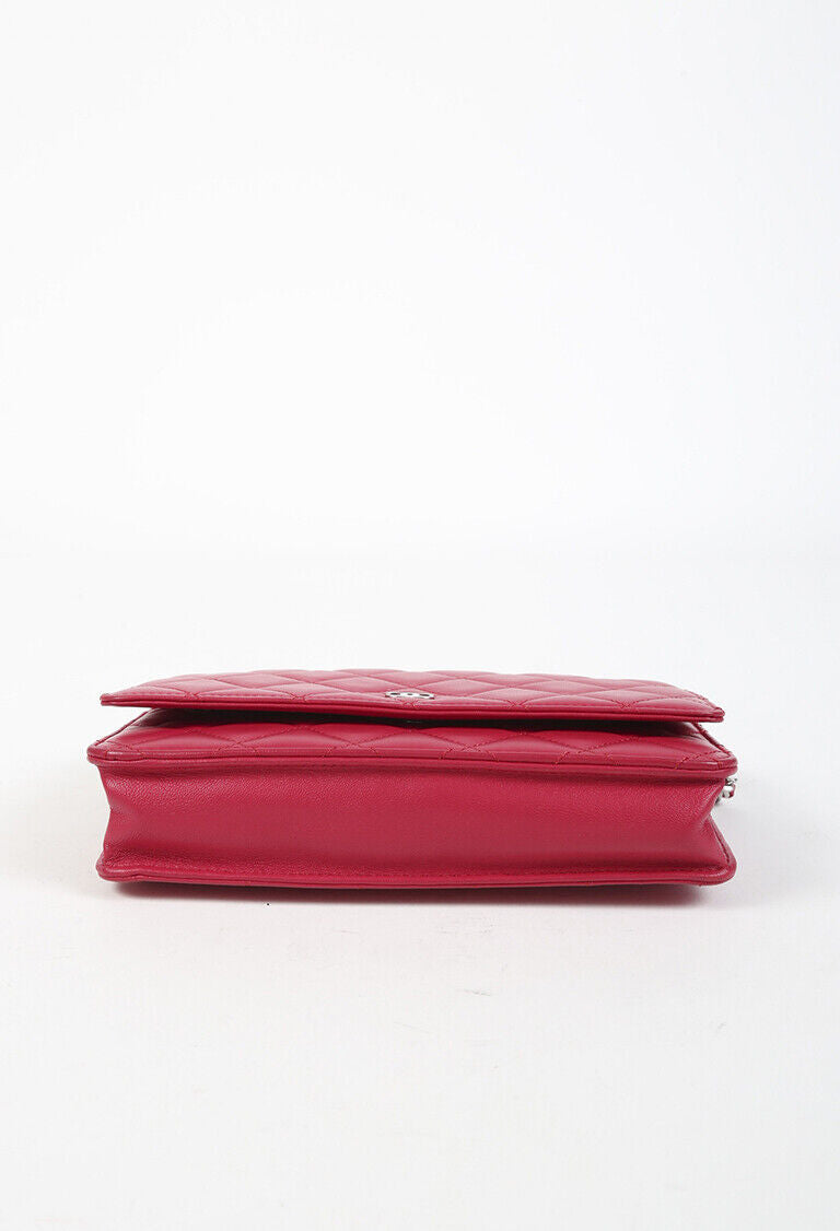 Chanel Wallet on Chain Red Quilted Lambskin Leather CC Crossbody Bag