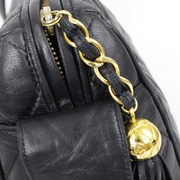 Chanel Matelasse Shoulder Bag Tassel Lambskin Coco Mark Black