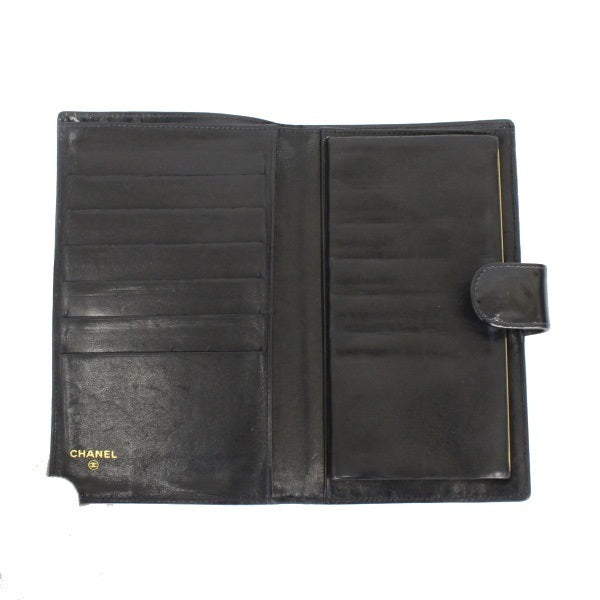 Chanel Patent Clasp Long Wallet Black