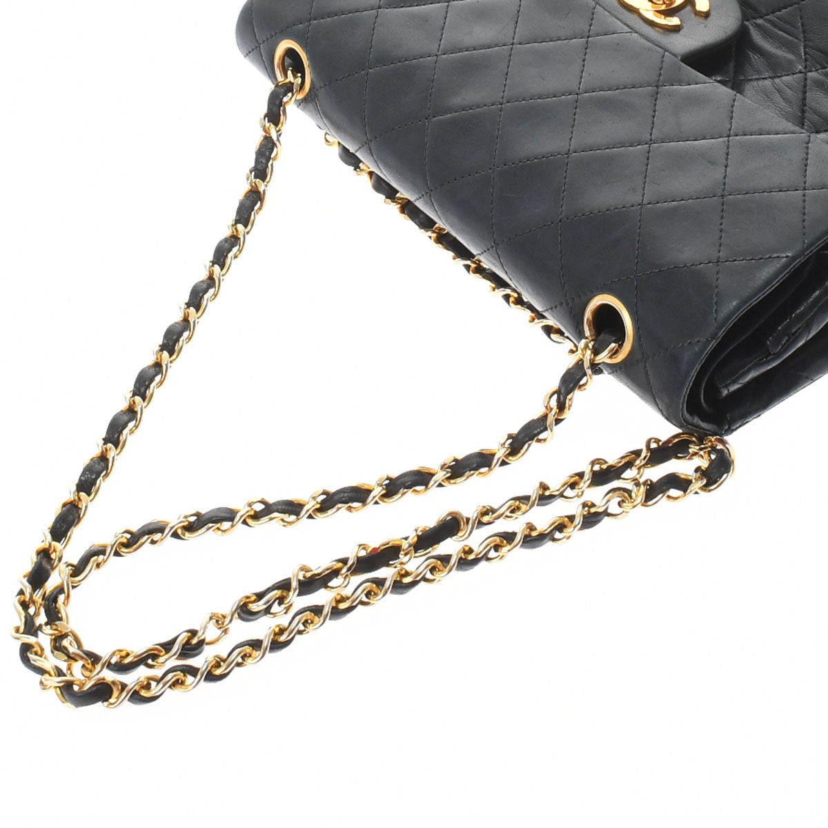 Chanel Matelasse W Flap W Chain Black/Gold Hardware Lambskin Women's Shoulder Bag