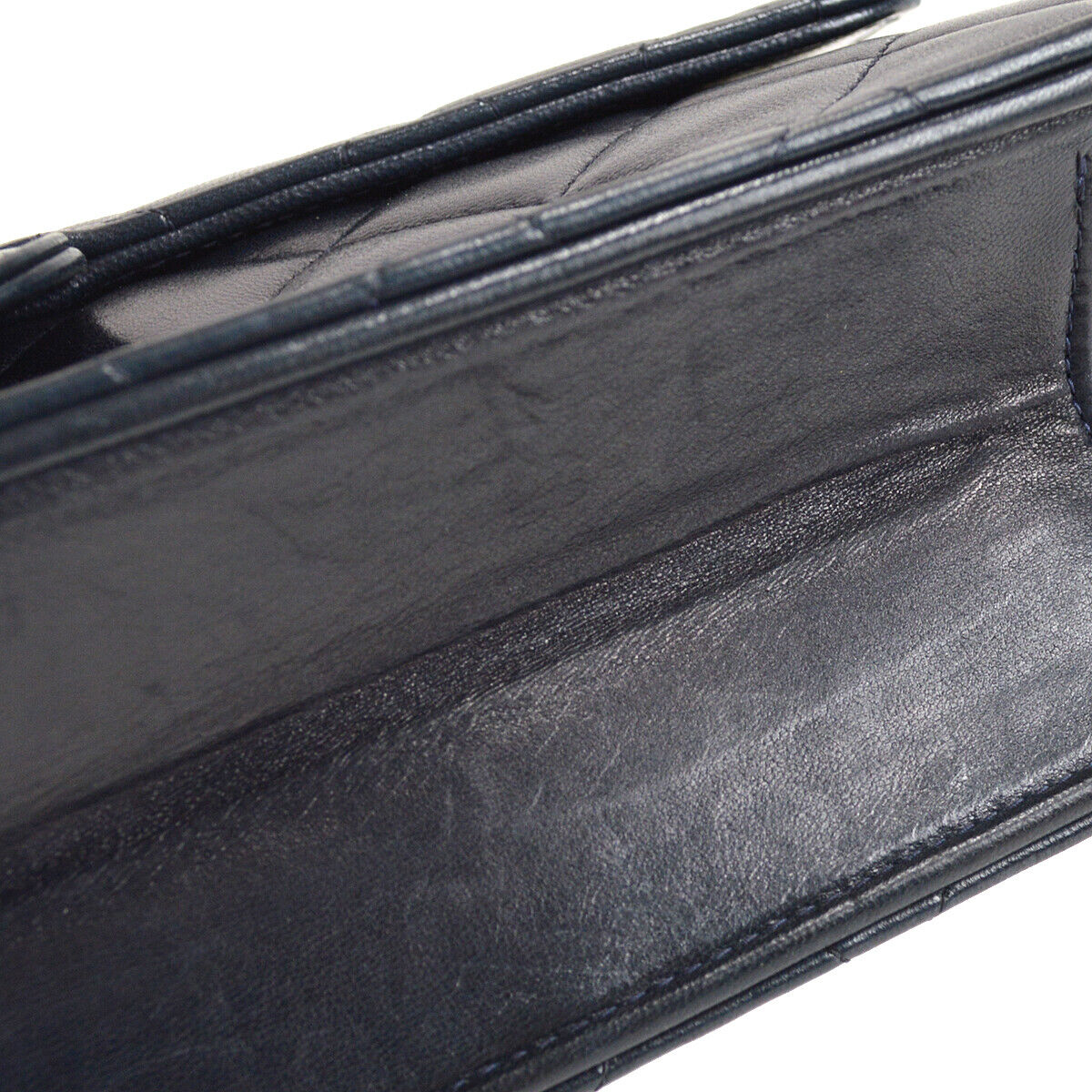 Chanel Classic Single Flap Medium Shoulder Bag Navy Lambskin