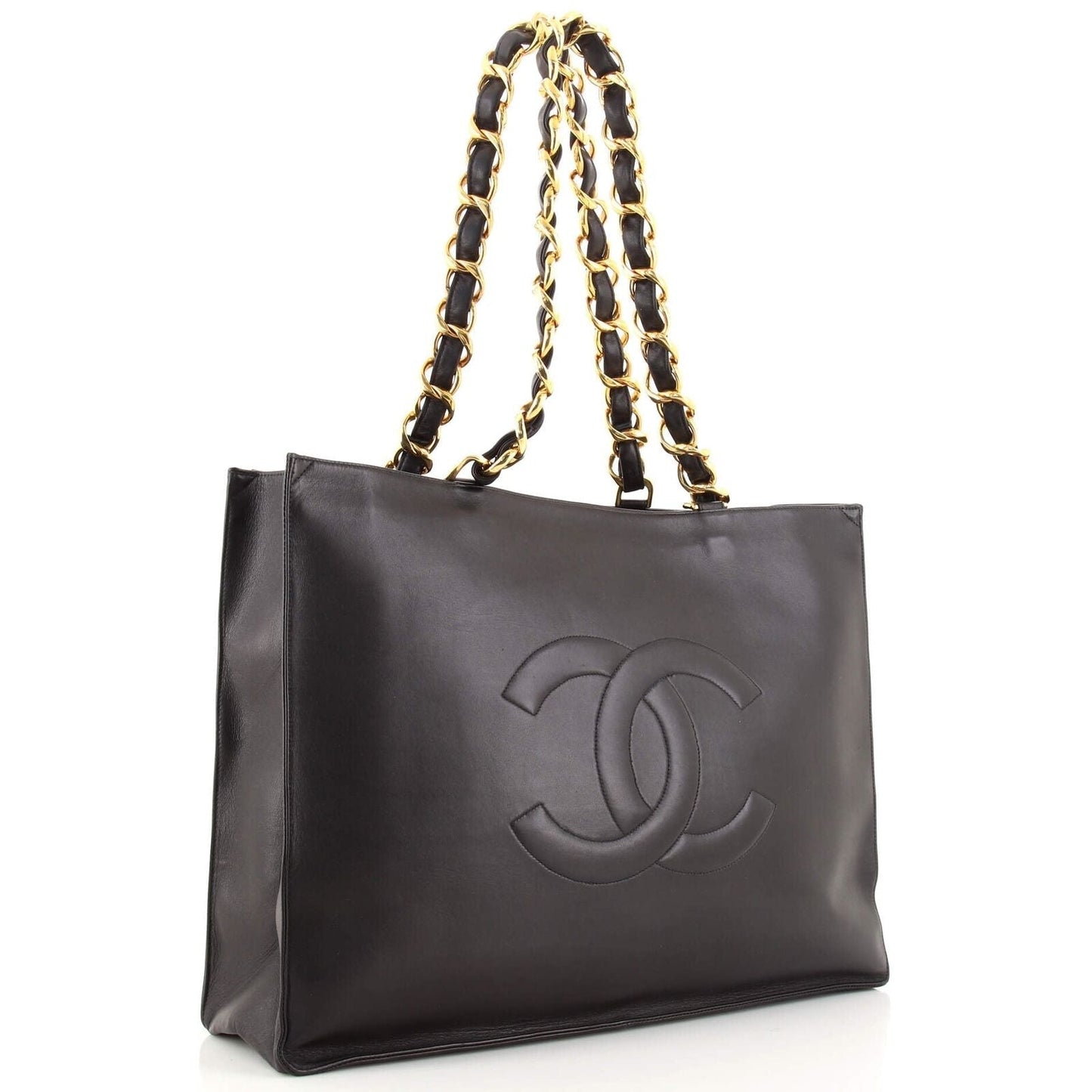 Chanel Vintage CC Chain Tote Lambskin Large Black