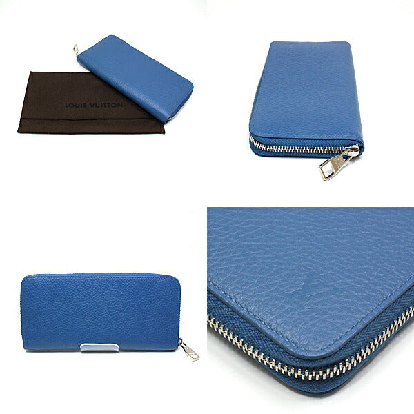 LOUIS VUITTON Long Wallet Purse M58411 Taurillon Clemence Blue Silver Metal Zippy wallet Vertical mens