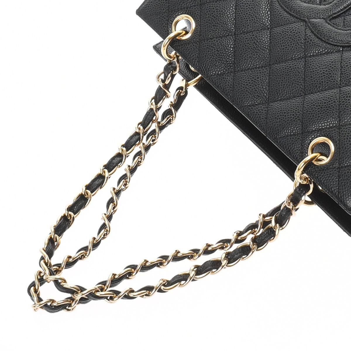 CHANEL Matelasse Black/Gold Hardware Caviar Skin Chain Tote Bag Handbag