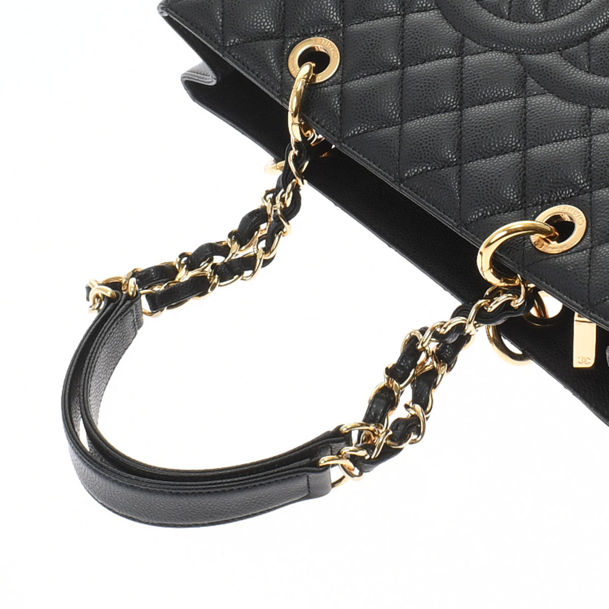 Chanel Matelasse Gst Black Gold Hardware Caviar Skin Tote Bag