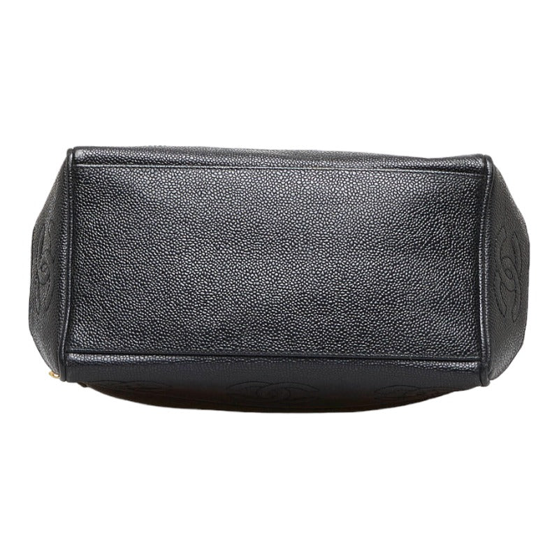 Chanel Coco Mark Handbag Tote Bag Black Gold