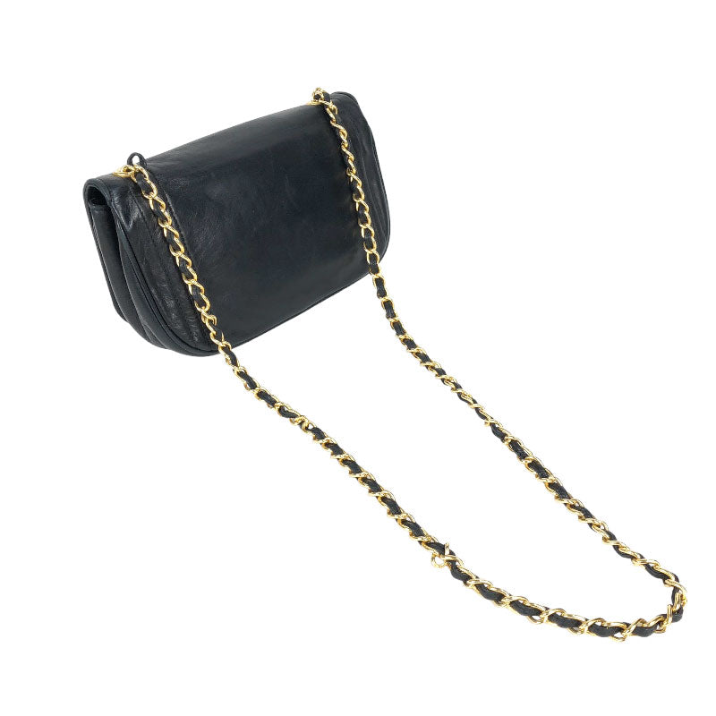 Chanel Coco Mark Chain Hardware Shoulder Bag Black Gold
