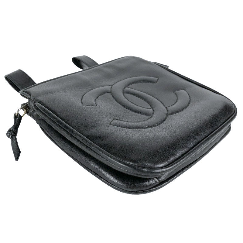 Chanel Coco Mark Waist Bag Lambskin Black Gold