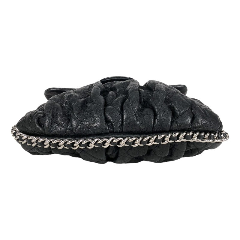 Chanel Chain Shoulder Bag Silver Hardware Black