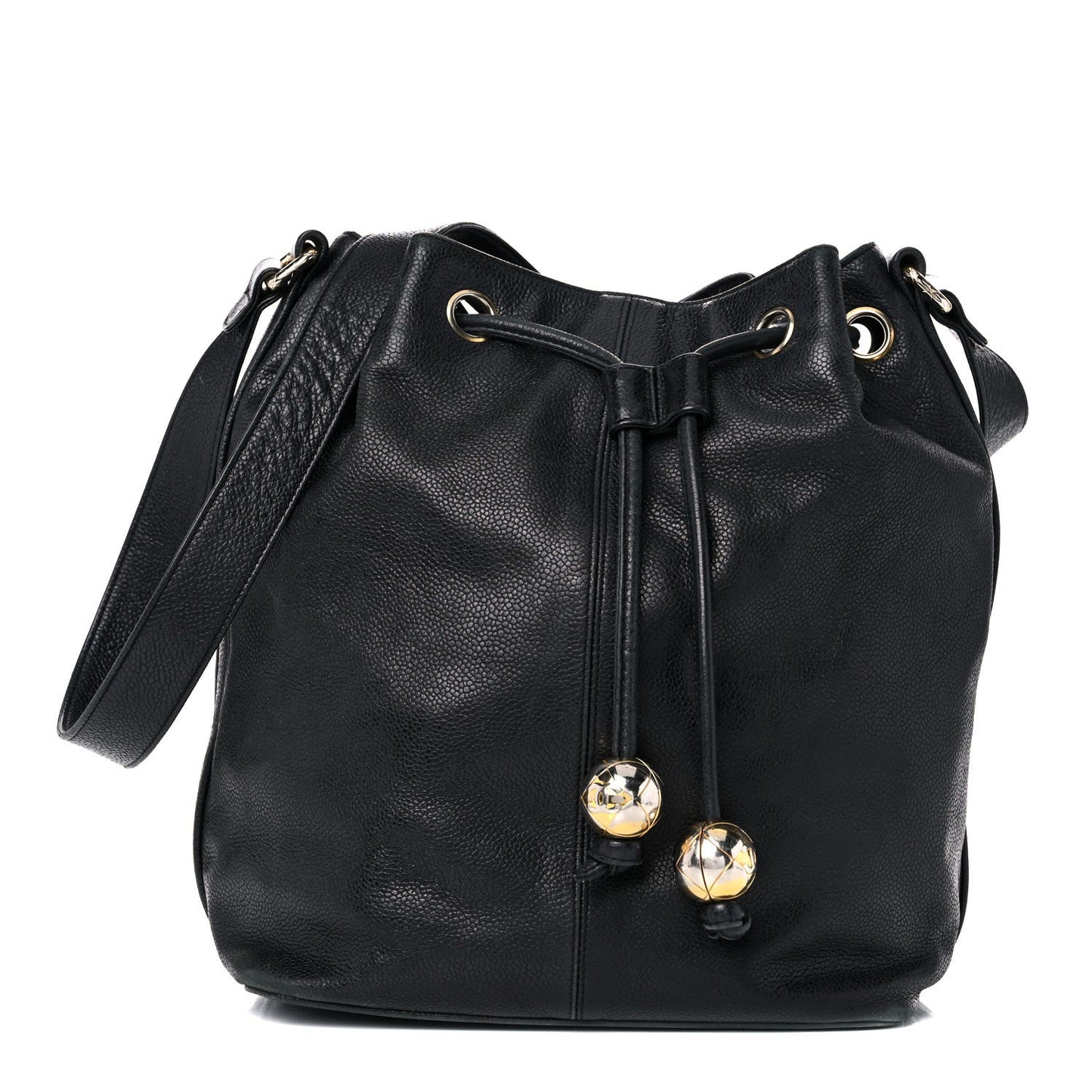 Chanel Caviar Drawstring Shoulder Bag Black