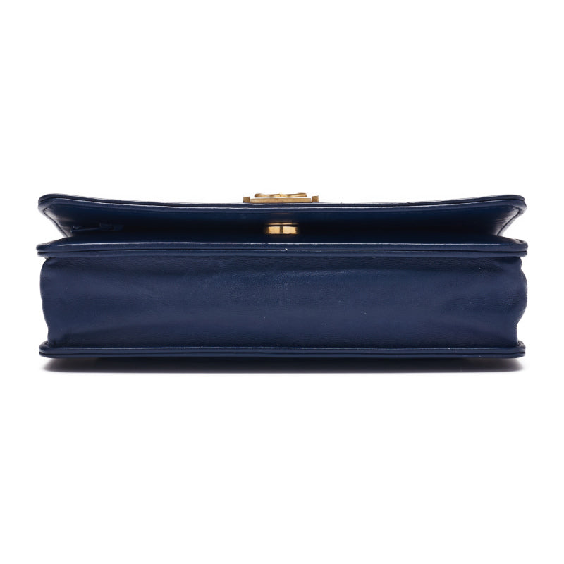 Chanel Matelasse Chain Wallet Lambskin Gold Hardware Shoulder Bag Navy