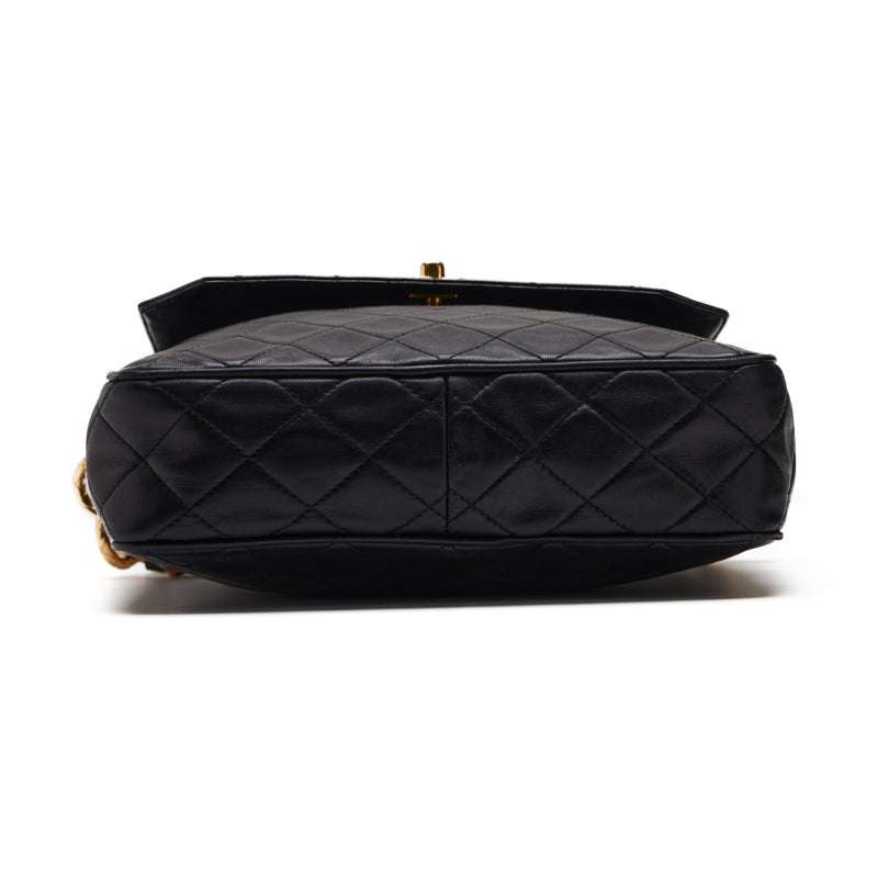 Chanel Matelasse Charm Chain Shoulder Bag Lambskin Black