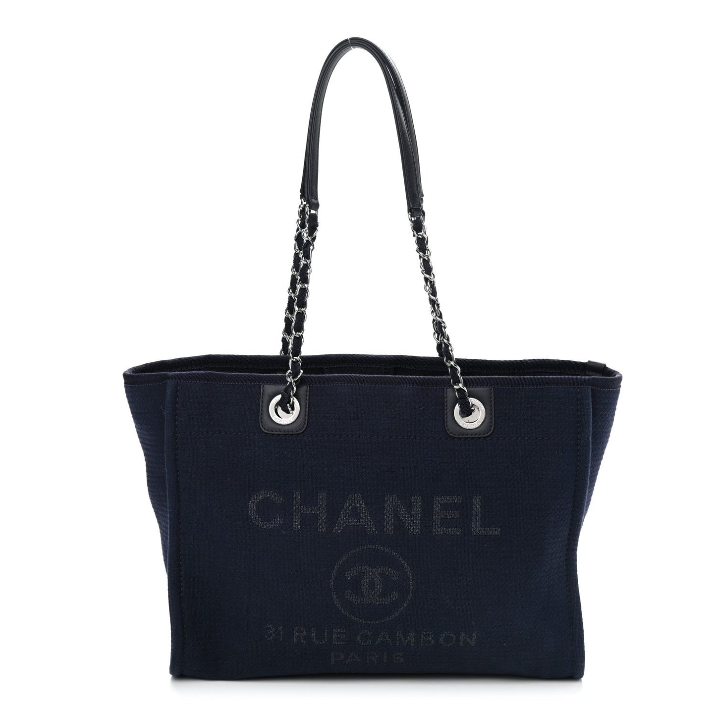 Chanel Mixed Fibers Small Deauville Tote Navy
