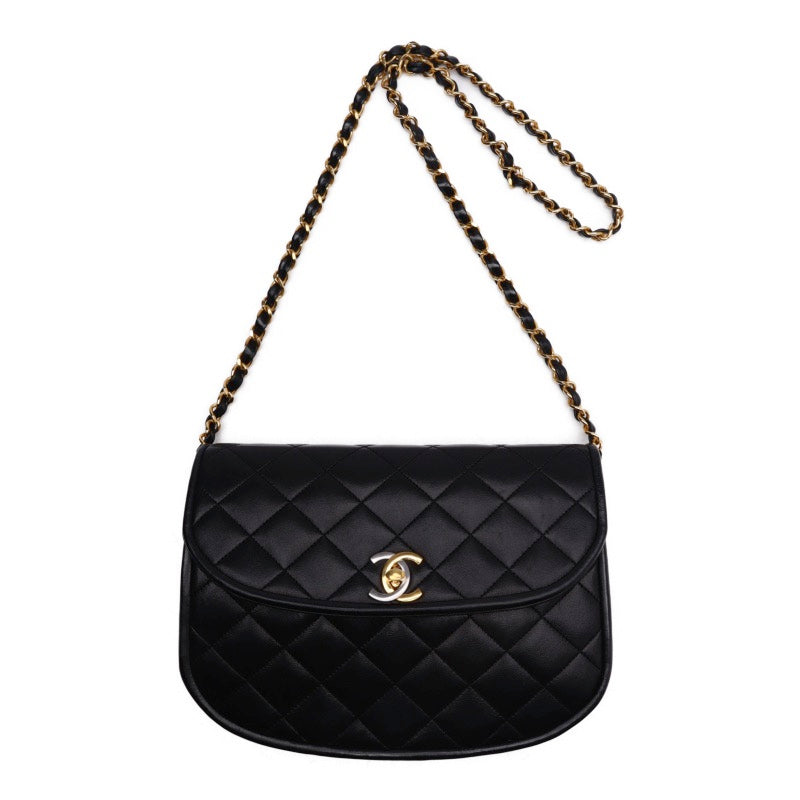 Chanel Matelasse Round Flap Chain Lambskin Black