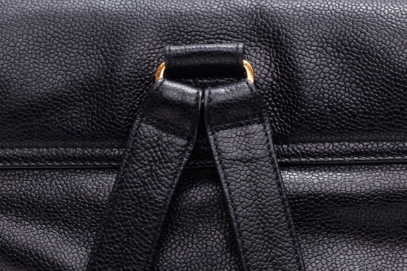 Chanel Triple Coco Turnlock Chain Backpack Caviar Skin Black