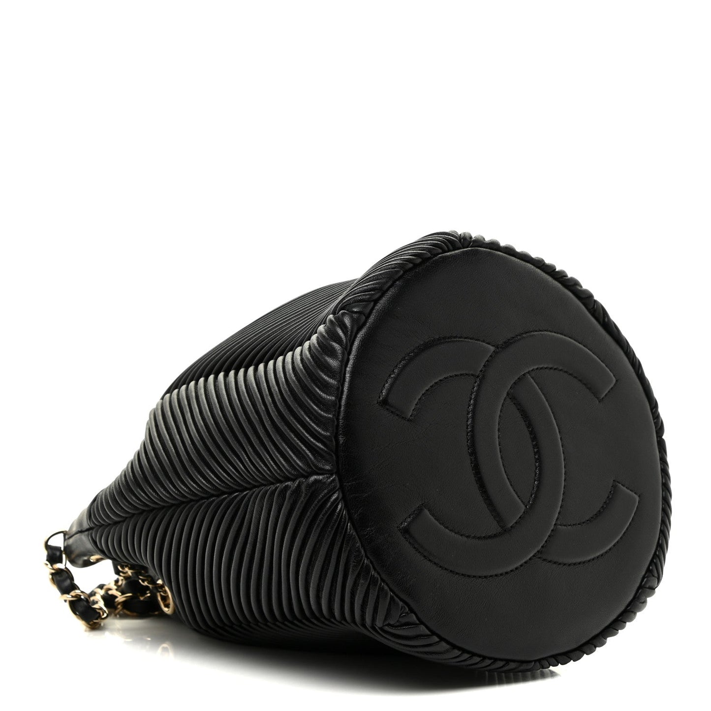 Chanel Lambskin Chevron Drawstring Bag Black