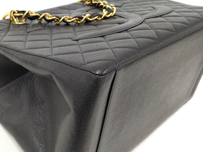 Chanel Chain Gst Tote Bag Matelasse Caviar Skin Black
