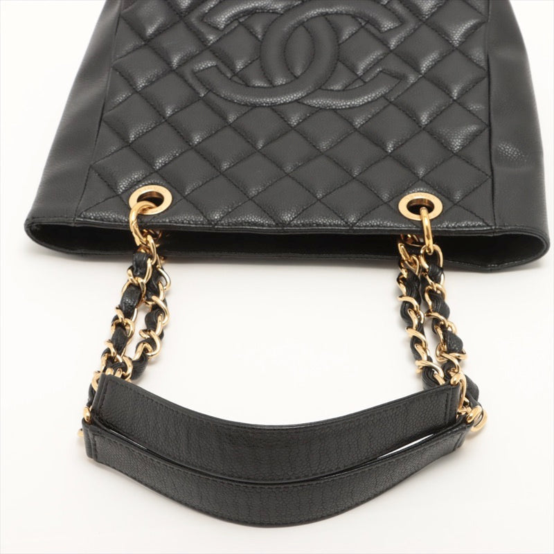 Chanel Matelasse Coco Mark Double Chain Caviar Skin Black