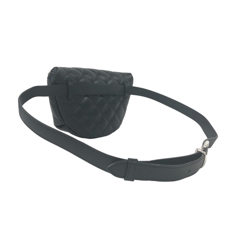Chanel Body Bag Hardware Lambskin Black Silver