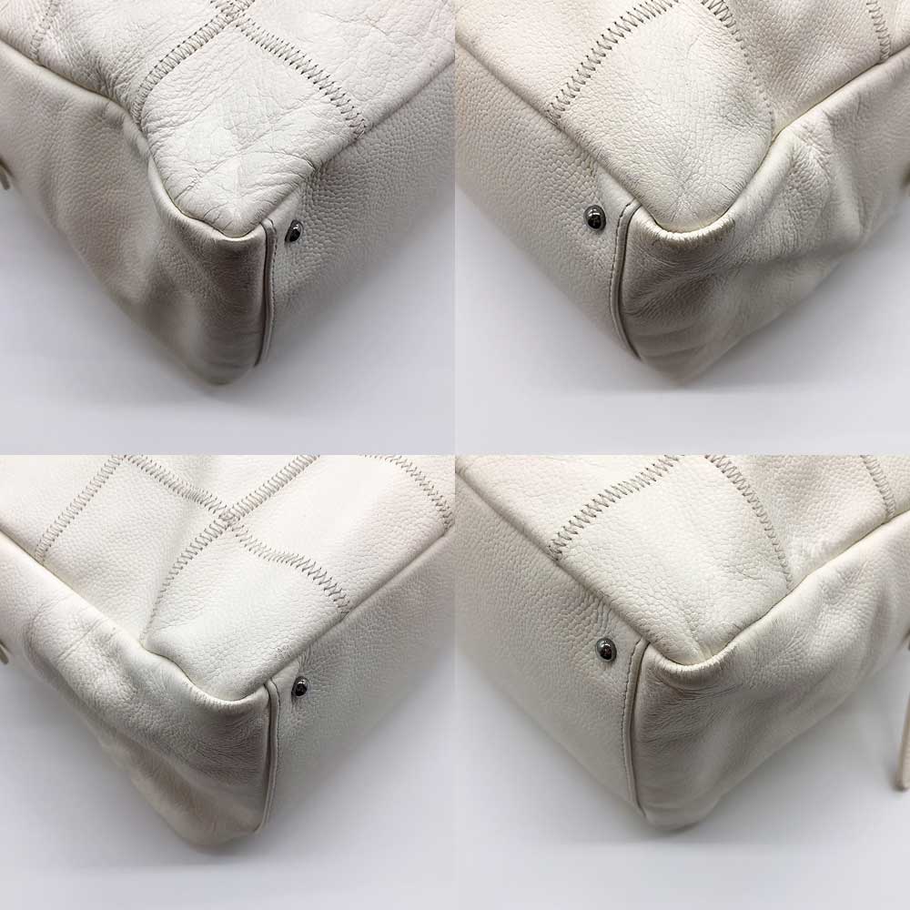 Chanel Leather Boston Bag White Chocolate Bar Classic Flap