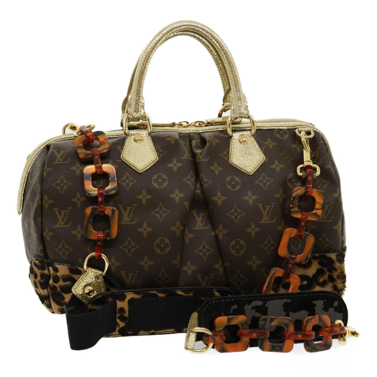 LOUIS VUITTON Monogram Leopard Steven Shoulder Bag M95281 LV 30069A