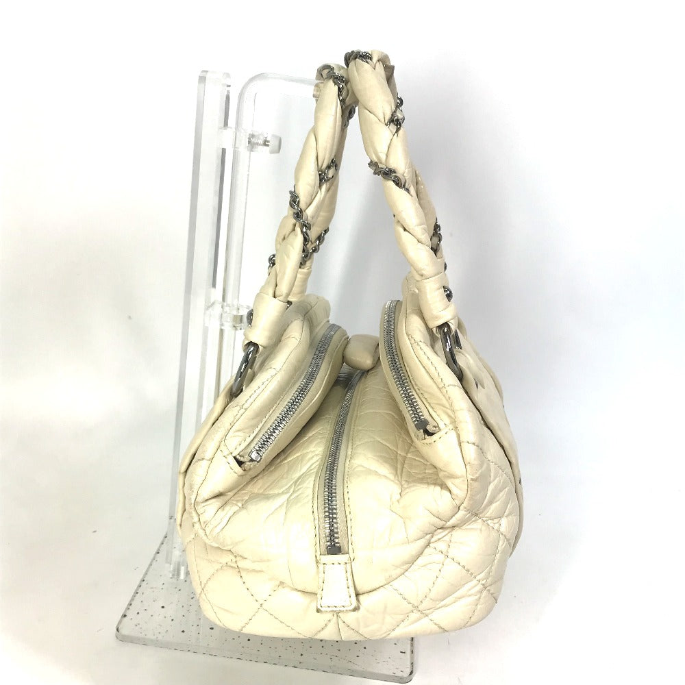 CHANEL Handbag leather beige Bubble quilt CC COCO Mark Women