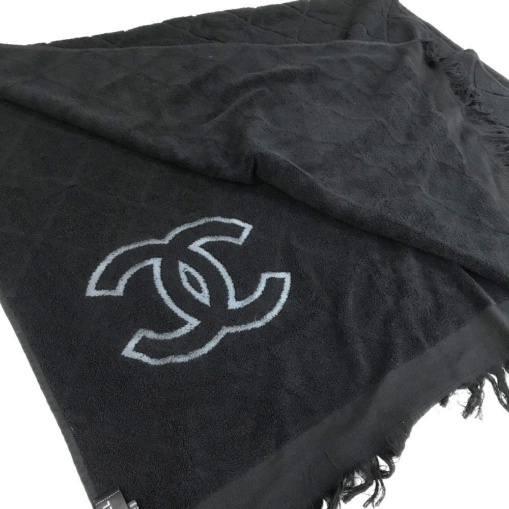 CHANEL towel cotton black COCO Mark CC logo Matrasse Women