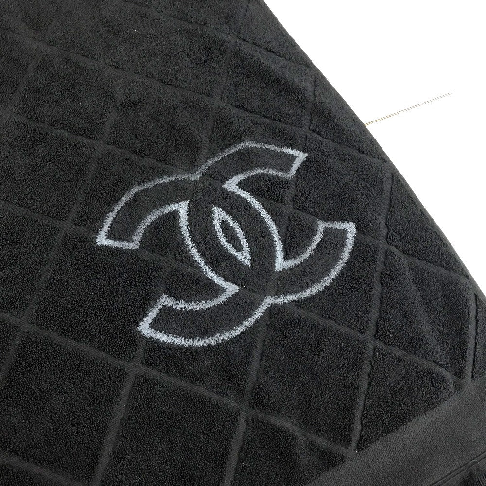 CHANEL towel cotton black COCO Mark CC logo Matrasse Women