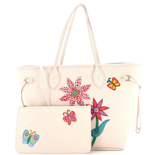 Louis Vuitton Neverfull NM Tote Yayoi Kusama Flowers Monogram Empreinte Leather MM