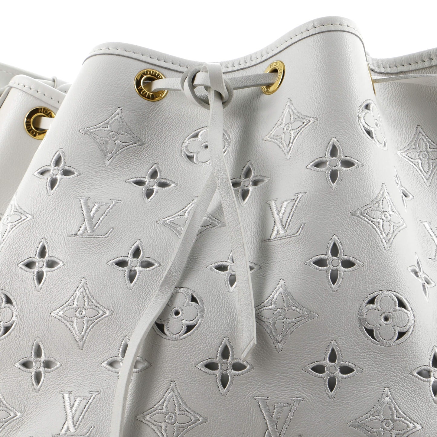 Louis Vuitton Petit Noe NM Handbag Monogram Cutout Broderie Leather