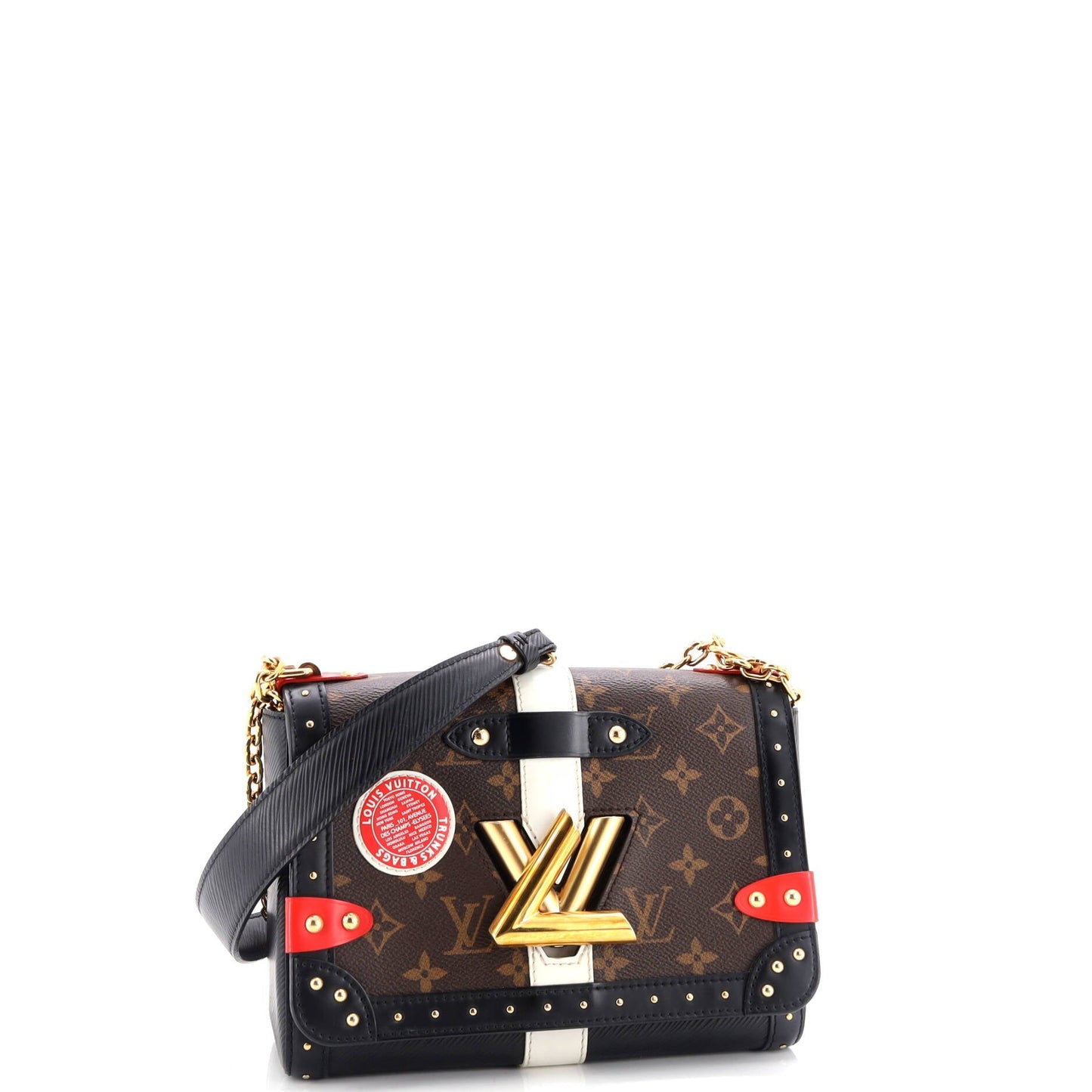 Louis Vuitton Twist Handbag Studded Epi Leather and Monogram Canvas MM