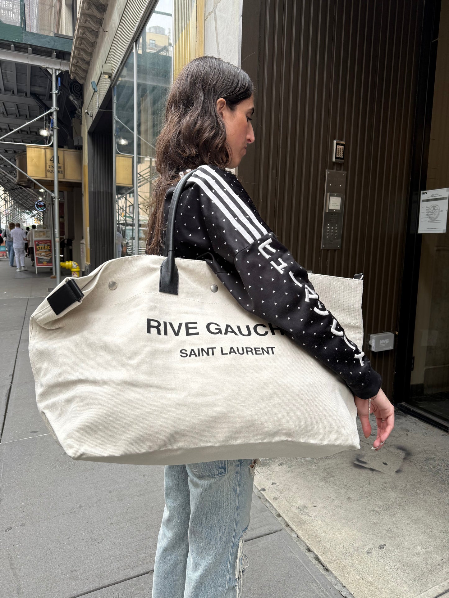 Saint Laurent Rive Gauche Canvas Tote Bag