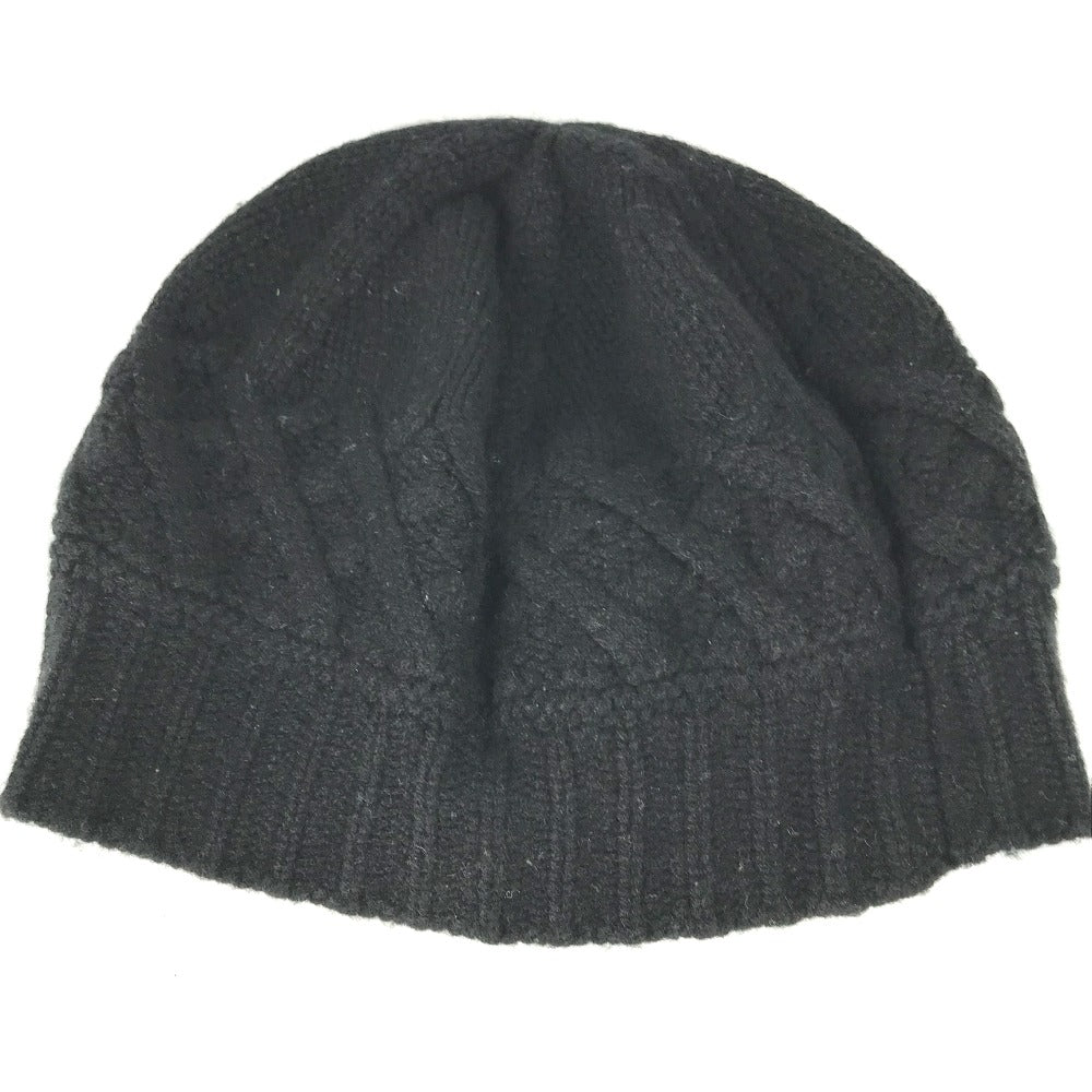 CHANEL Knit hat cashmere black NO 5 Number 5 logo Women
