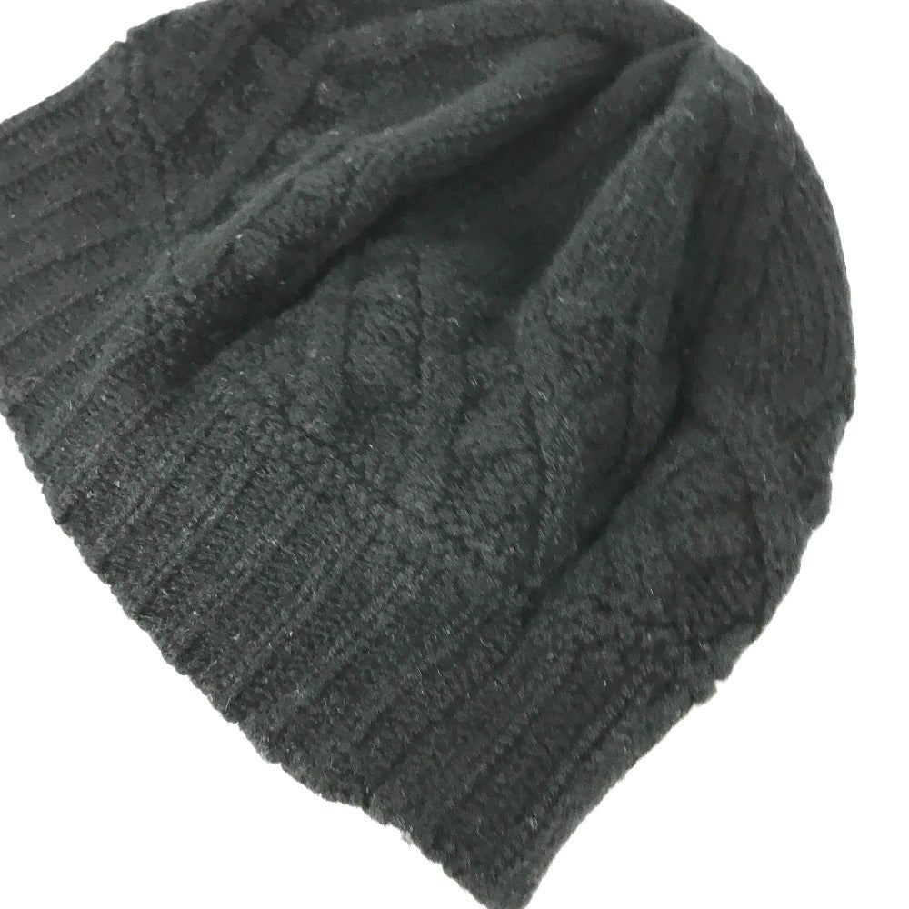 CHANEL Knit hat cashmere black NO 5 Number 5 logo Women