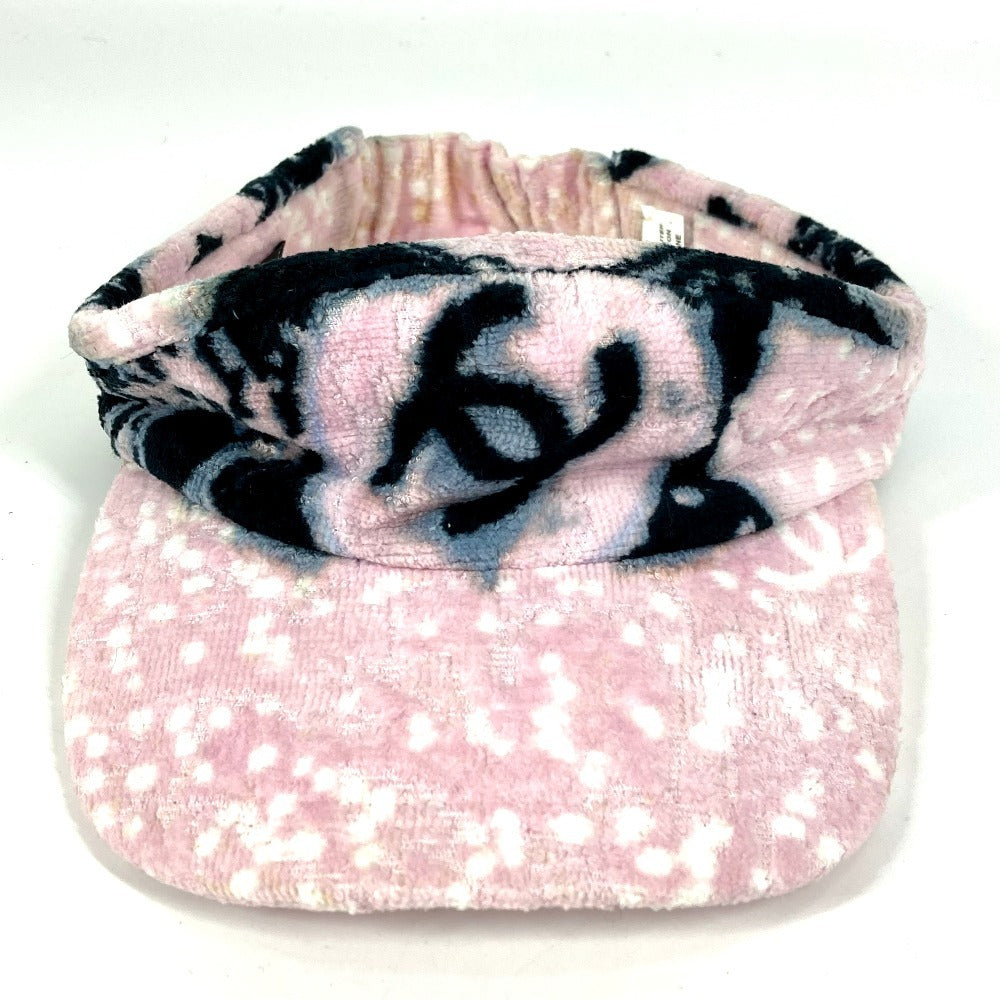 CHANEL Sun visor cotton pink pile CC COCO Mark Women